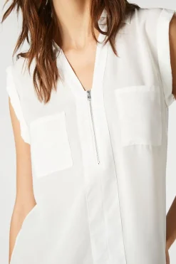 Curved-Hem Patch Pocket Top