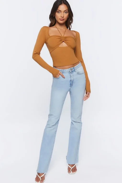Cutout Halter Crop Top