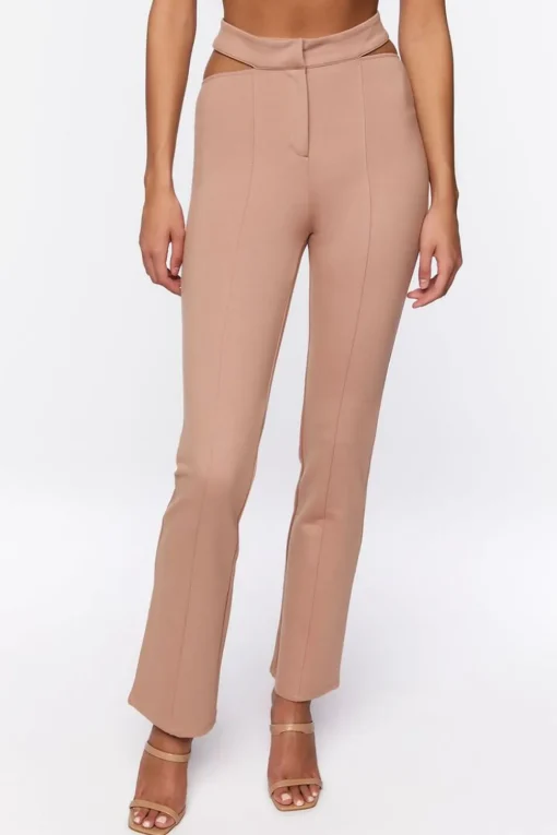 Cutout Straight-Leg Pants