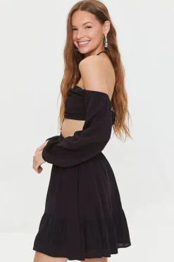 Cutout Strappy Halter Mini Dress