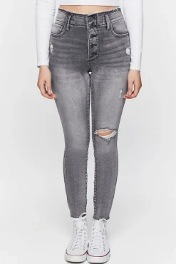 Distressed High-Rise Skinny Jeans