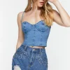 Distressed Rhinestone Denim Shorts