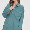 Distressed Twill Shacket