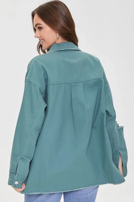 Distressed Twill Shacket