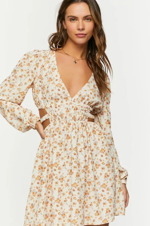 Ditsy Floral Cutout Mini Dress
