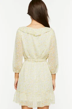 Ditsy Floral Ruffle-Trim Mini Dress