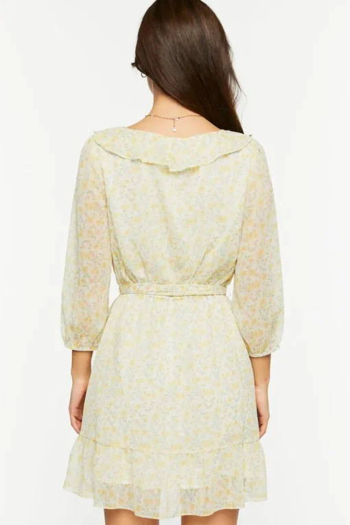 Ditsy Floral Ruffle-Trim Mini Dress