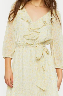 Ditsy Floral Ruffle-Trim Mini Dress