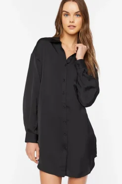 Dolphin-Hem Shirt Mini Dress