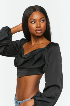 Draped Satin Crop Top