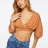 Draped Surplice Crop Top