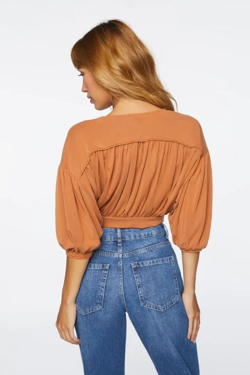 Draped Surplice Crop Top