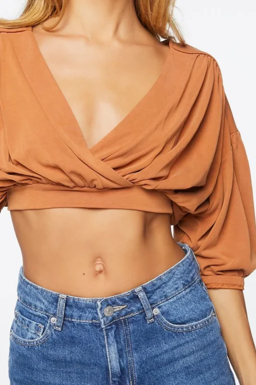 Draped Surplice Crop Top