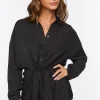 Drawstring Dolphin-Hem Shirt