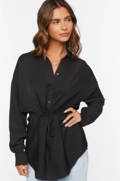 Drawstring Dolphin-Hem Shirt