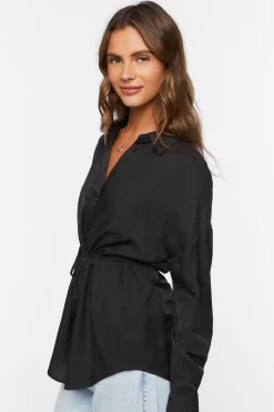 Drawstring Dolphin-Hem Shirt