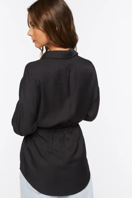 Drawstring Dolphin-Hem Shirt