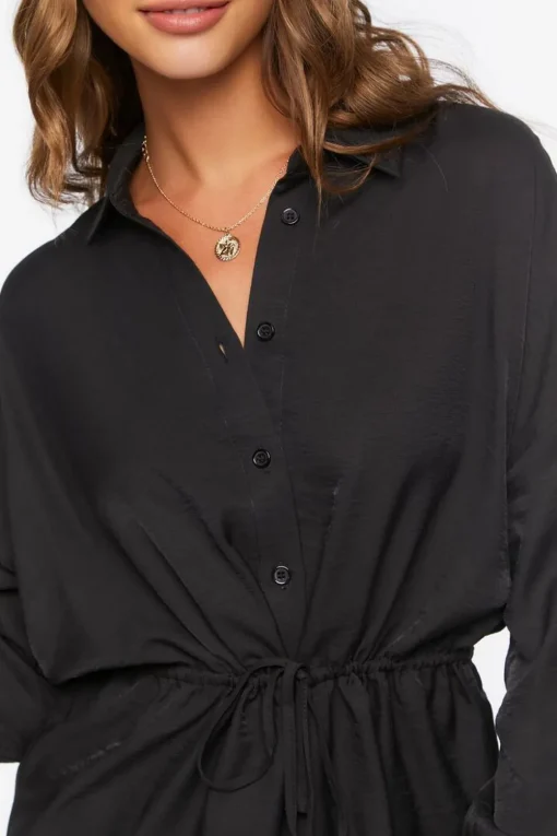 Drawstring Dolphin-Hem Shirt