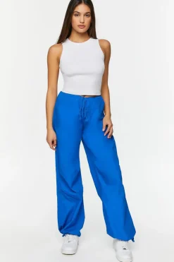 Drawstring Low-Rise Parachute Pants