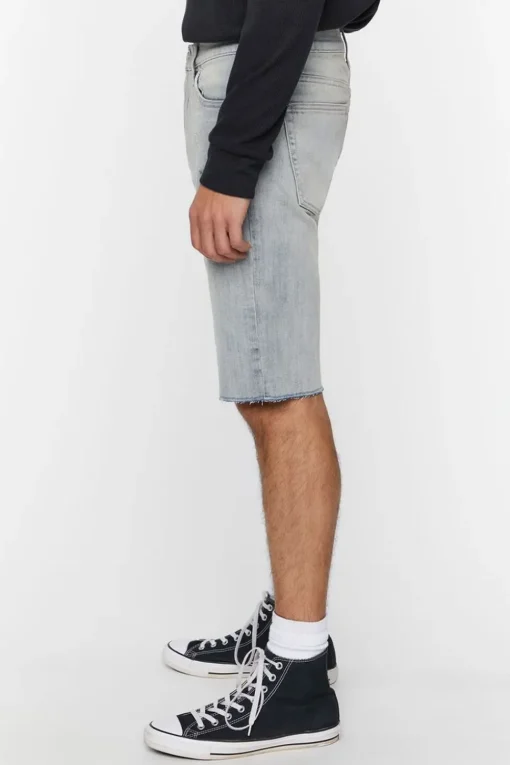 Embroidered Barbed Wire Denim Shorts