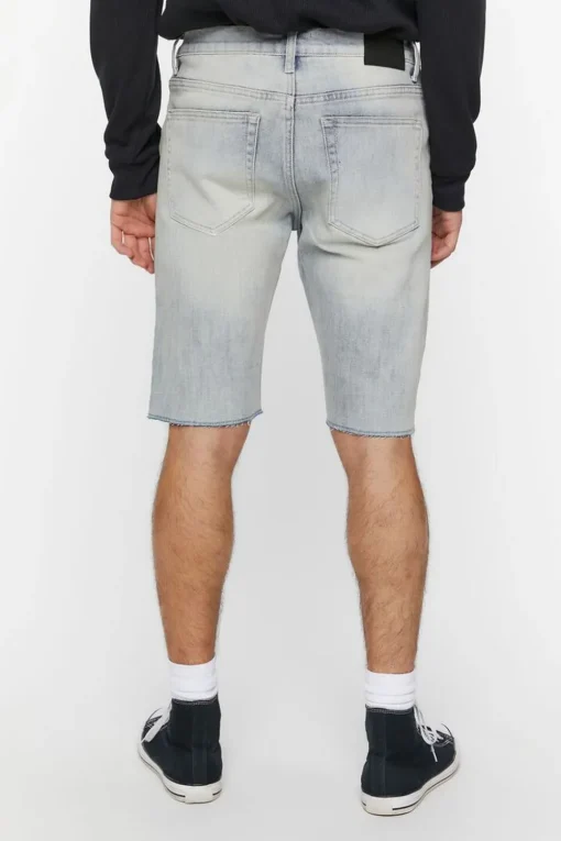 Embroidered Barbed Wire Denim Shorts