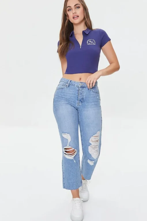 Embroidered Beverly Hills Crop Top