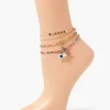 Evil Eye Charm Chain Anklet Set
