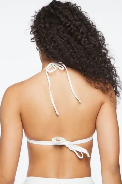 Eyelet Triangle Halter Bikini Top