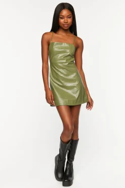 Faux Croc Backless Mini Dress