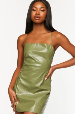 Faux Croc Backless Mini Dress
