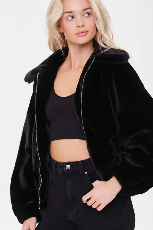 Faux Fur Angel Graphic Jacket