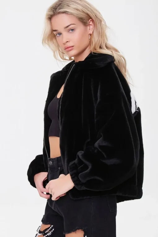 Faux Fur Angel Graphic Jacket