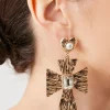 Faux Gem Cross Drop Earrings