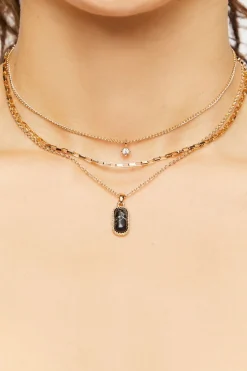 Faux Gem Layered Pendant Necklace