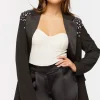 Faux Gem Shoulder Blazer