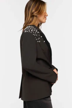 Faux Gem Shoulder Blazer