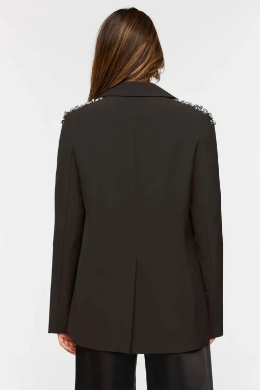 Faux Gem Shoulder Blazer