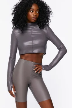 Faux Leather Biker Shorts