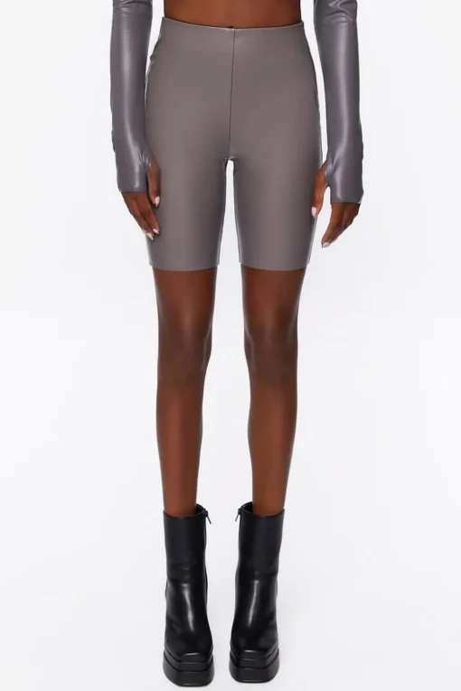 Faux Leather Biker Shorts