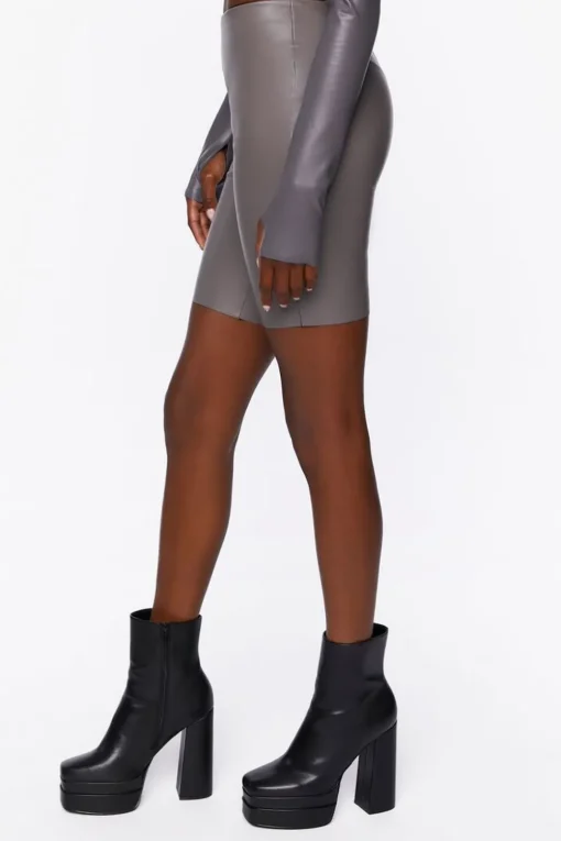 Faux Leather Biker Shorts