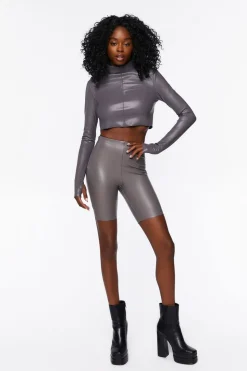 Faux Leather Biker Shorts