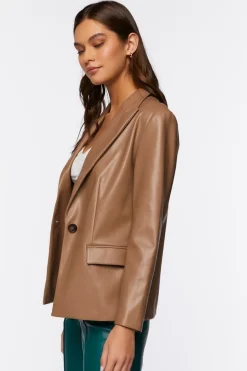 Faux Leather Blazer