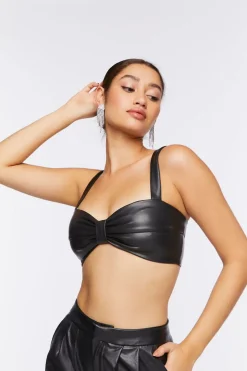 Faux Leather Bow Bralette