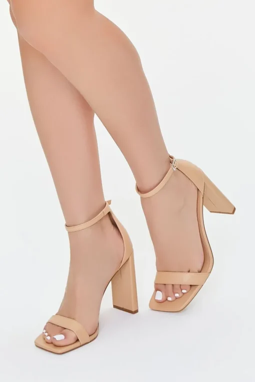 Faux Leather Buckled Heels