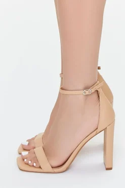 Faux Leather Buckled Heels