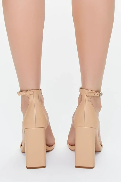Faux Leather Buckled Heels