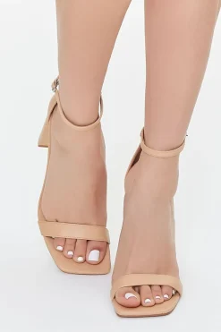 Faux Leather Buckled Heels