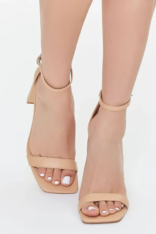 Faux Leather Buckled Heels