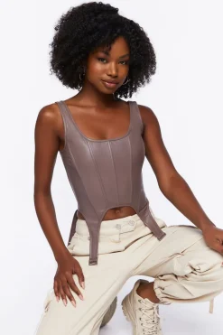 Faux Leather Bustier Crop Top