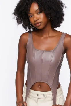 Faux Leather Bustier Crop Top